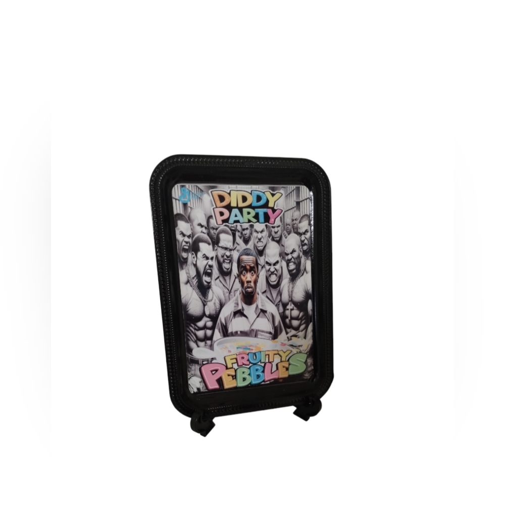 Custom 11x7 Stainless Steel "Diddy Party" Fruity Pebbles Trinket Rolling Tray